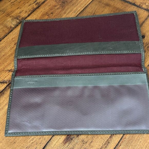 Green Hills Vintage dark brown calf skin checkbook cover wallet - Picture 3 of 5